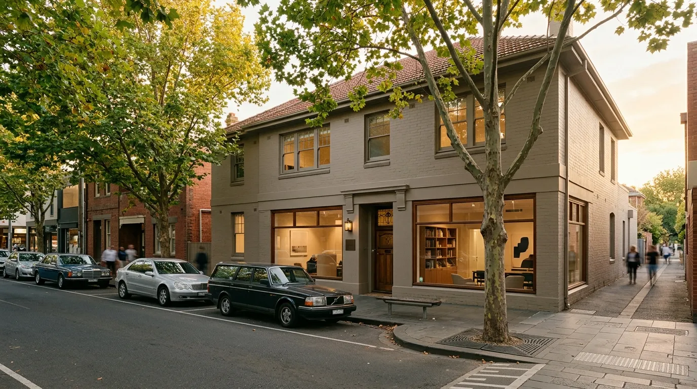 Established rendered-brick professional office on a leafy Essendon street